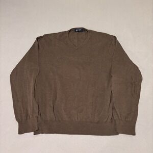 J.Crew Mens Brown Cotton Cashmere V-Neck Sweater XL Minimalist